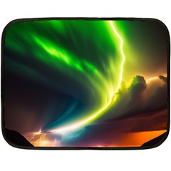 Lake Storm Neon Nature Two Sides Fleece Blanket (mini) by Bangk1t