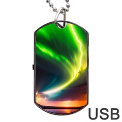 Lake Storm Neon Nature Dog Tag Usb Flash (one Side) by Bangk1t