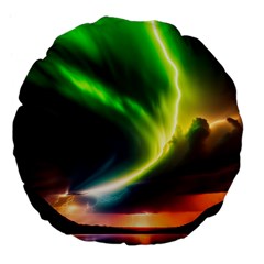 Lake Storm Neon Nature Large 18  Premium Flano Round Cushions by Bangk1t