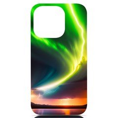 Lake Storm Neon Nature Iphone 14 Pro Black Uv Print Case by Bangk1t