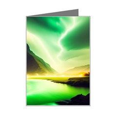 Aurora Lake Neon Colorful Mini Greeting Card by Bangk1t