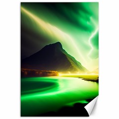 Aurora Lake Neon Colorful Canvas 12  X 18  by Bangk1t