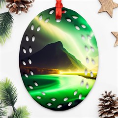 Aurora Lake Neon Colorful Oval Filigree Ornament (two Sides) by Bangk1t