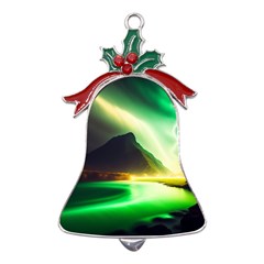 Aurora Lake Neon Colorful Metal Holly Leaf Bell Ornament