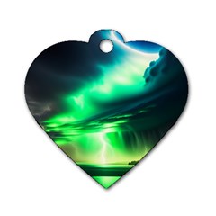 Lake Storm Neon Dog Tag Heart (two Sides) by Bangk1t