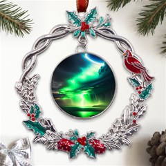 Lake Storm Neon Metal X mas Wreath Holly Leaf Ornament