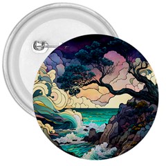 Tree Wave Ocean 3  Buttons by Bangk1t