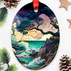 Tree Wave Ocean Ornament (oval)