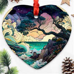 Tree Wave Ocean Ornament (heart)