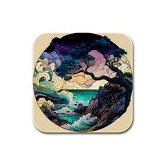 Tree Wave Ocean Rubber Square Coaster (4 Pack) by Bangk1t