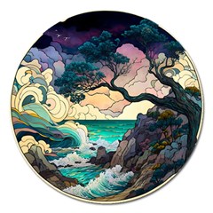 Tree Wave Ocean Magnet 5  (round) by Bangk1t