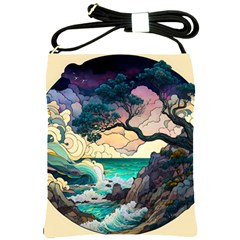 Tree Wave Ocean Shoulder Sling Bag by Bangk1t