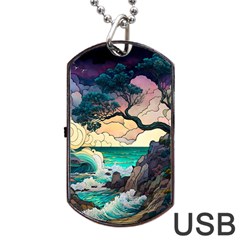 Tree Wave Ocean Dog Tag Usb Flash (one Side) by Bangk1t