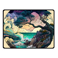 Tree Wave Ocean Two Sides Fleece Blanket (small) by Bangk1t