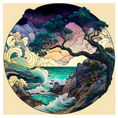 Tree Wave Ocean Wooden Puzzle Square by Bangk1t