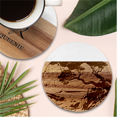 Tree Wave Ocean Marble Wood Coaster (round) by Bangk1t