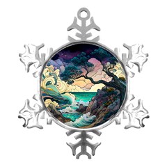 Tree Wave Ocean Metal Small Snowflake Ornament by Bangk1t