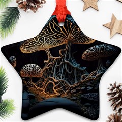 Forest Mushroom Wood Ornament (star)