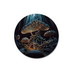 Forest Mushroom Wood Magnet 3  (Round) Front