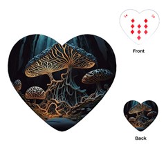 Forest Mushroom Wood Playing Cards Single Design (heart)