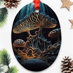 Forest Mushroom Wood Oval Ornament (two Sides) by Bangk1t