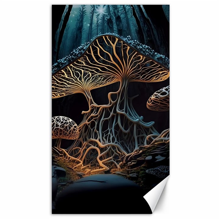 Forest Mushroom Wood Canvas 40  x 72 