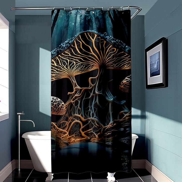 Forest Mushroom Wood Shower Curtain 36  x 72  (Stall) 