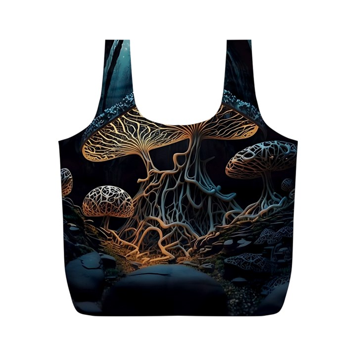 Forest Mushroom Wood Full Print Recycle Bag (M)