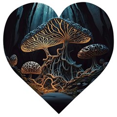 Forest Mushroom Wood Wooden Puzzle Heart by Bangk1t