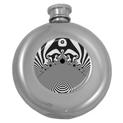 Pattern Illusion Fractal Mandelbrot Round Hip Flask (5 Oz) by Bangk1t