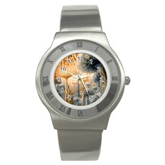 Garden Mushrooms Tree Flower Stainless Steel Watch by Bangk1t