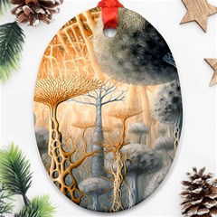 Garden Mushrooms Tree Flower Oval Ornament (two Sides)