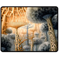 Garden Mushrooms Tree Flower Fleece Blanket (medium) by Bangk1t