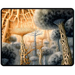 Garden Mushrooms Tree Flower Two Sides Fleece Blanket (medium) by Bangk1t