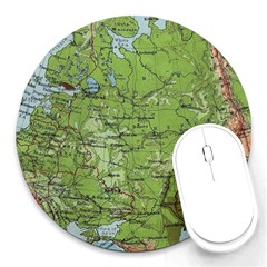 Map Earth World Russia Europe Round Mousepad by Bangk1t