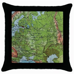 Map Earth World Russia Europe Throw Pillow Case (black) by Bangk1t