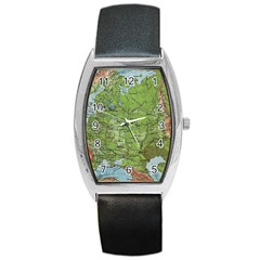 Map Earth World Russia Europe Barrel Style Metal Watch by Bangk1t