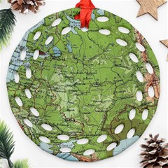 Map Earth World Russia Europe Round Filigree Ornament (two Sides)