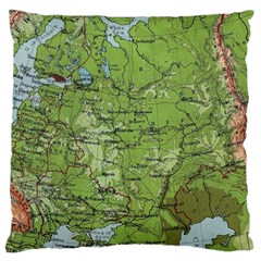 Map Earth World Russia Europe Large Cushion Case (two Sides) by Bangk1t