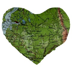 Map Earth World Russia Europe Large 19  Premium Flano Heart Shape Cushions by Bangk1t