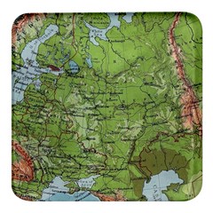 Map Earth World Russia Europe Square Glass Fridge Magnet (4 Pack) by Bangk1t