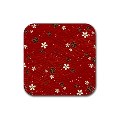 Flower Washi Floral Background Rubber Coaster (square) by Ravend