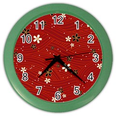 Flower Washi Floral Background Color Wall Clock by Ravend