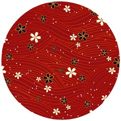 Flower Washi Floral Background Wooden Puzzle Round by Ravend