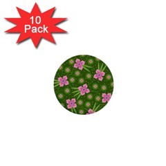 Pink Flower Background Pattern 1  Mini Buttons (10 Pack) 