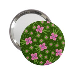 Pink Flower Background Pattern 2 25  Handbag Mirrors by Ravend