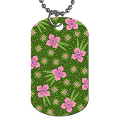 Pink Flower Background Pattern Dog Tag (two Sides)