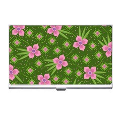 Pink Flower Background Pattern Business Card Holder by Ravend