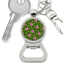 Pink Flower Background Pattern Bottle Opener Key Chain by Ravend