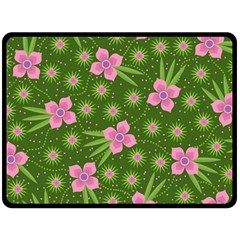 Pink Flower Background Pattern Fleece Blanket (large) by Ravend